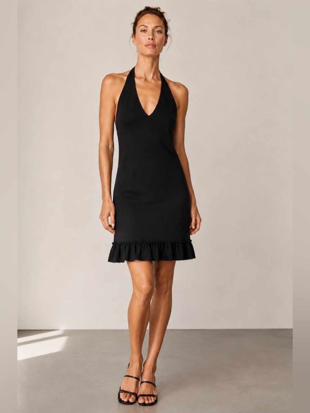 Moschino Cheap and Chic Black Halter Dress Ruffle Hem